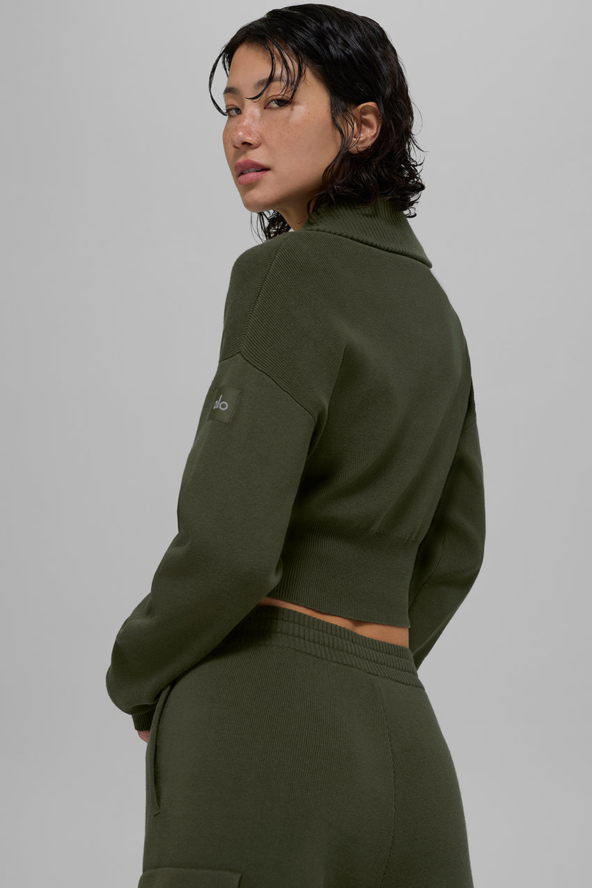 Scholar Knit Cropped Full Zip Jacket - Athletic Heather Grey