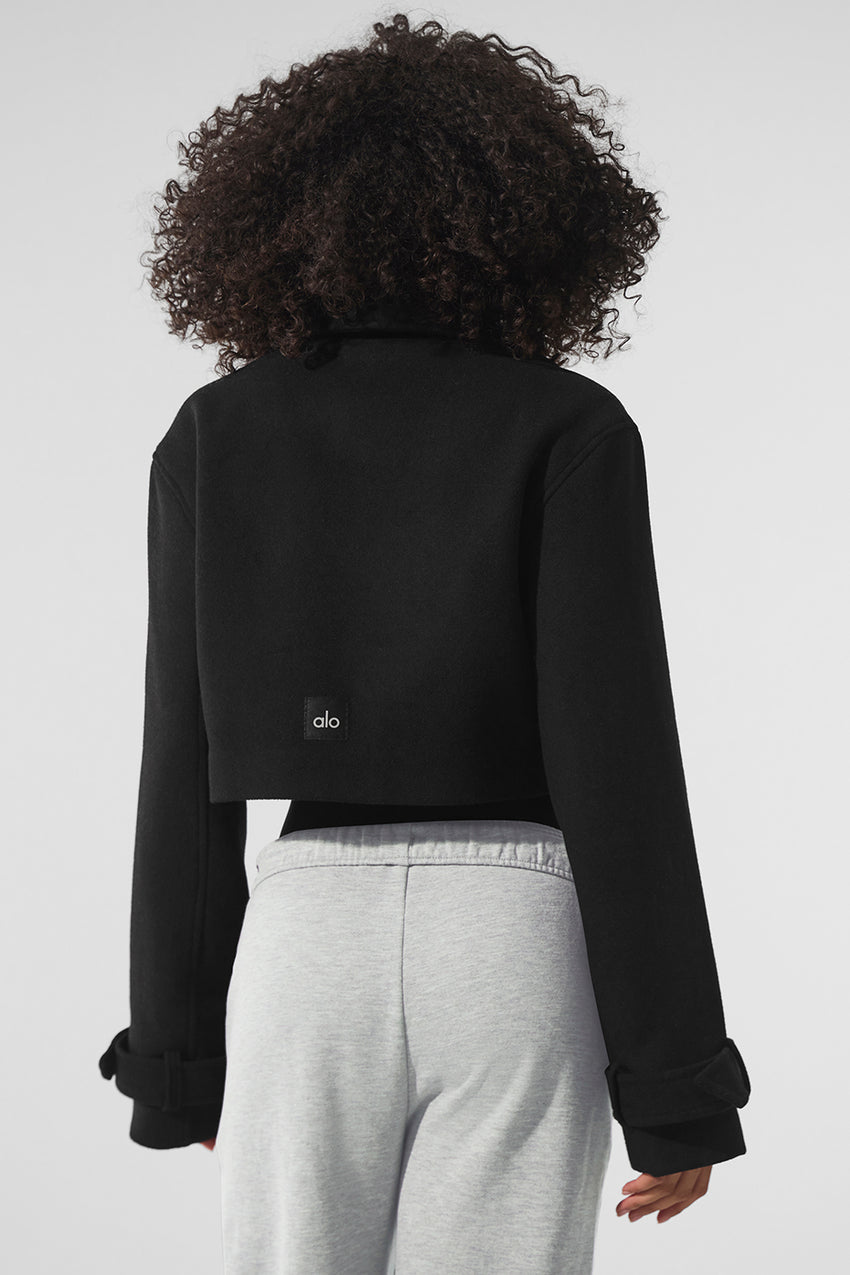 Wool Cropped Metro Trench - Ivory