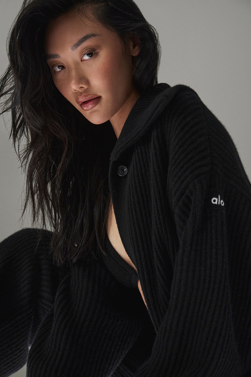 Cashmere Northstar Long Cardigan - Black