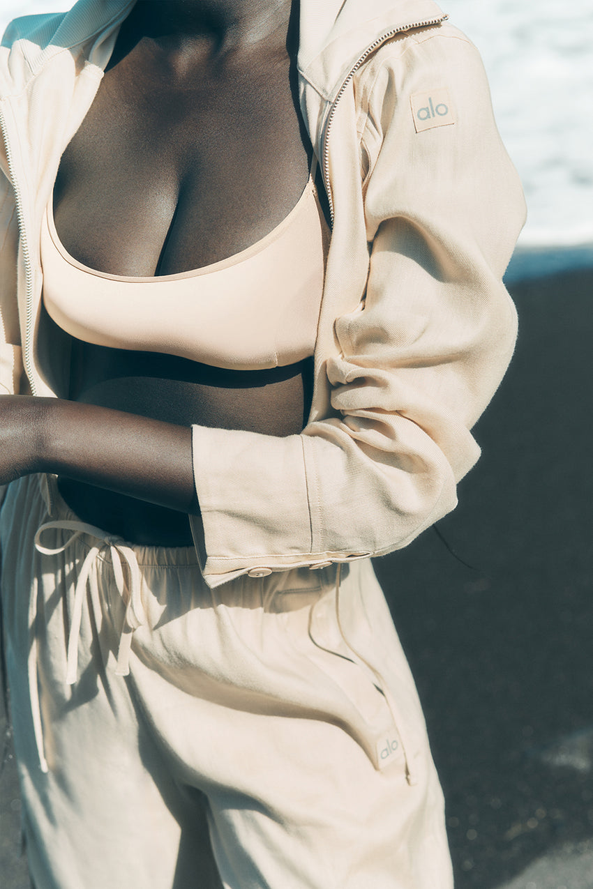 Linen Cropped Getaway Jacket - Macadamia
