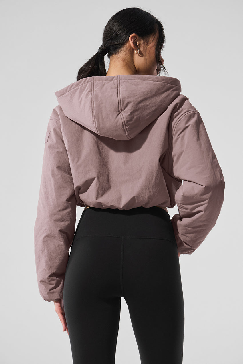 Cropped Mountain Peak Full-Zip Hoodie - Black