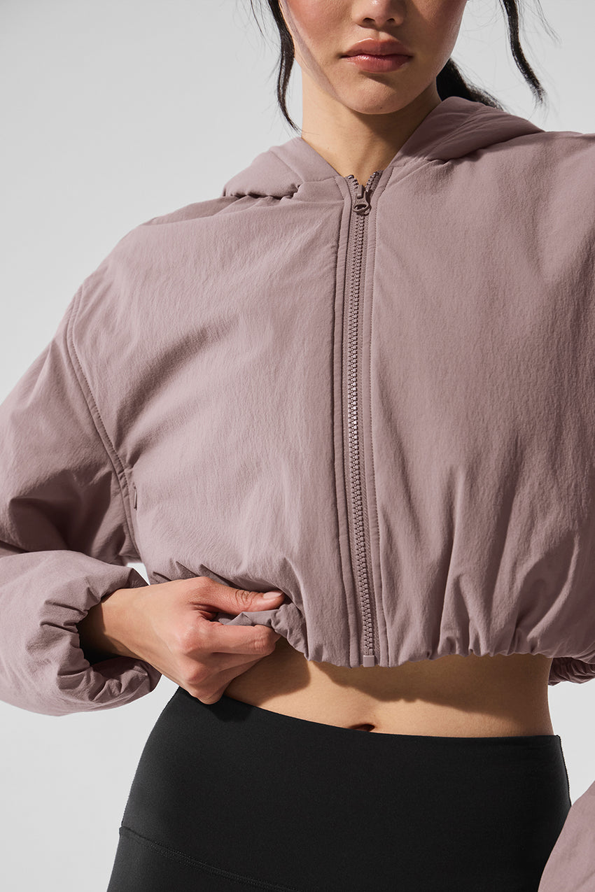 Cropped Mountain Peak Full-Zip Hoodie - Black