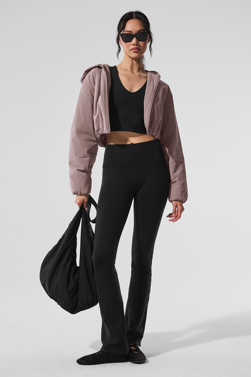 Cropped Mountain Peak Full-Zip Hoodie - Black