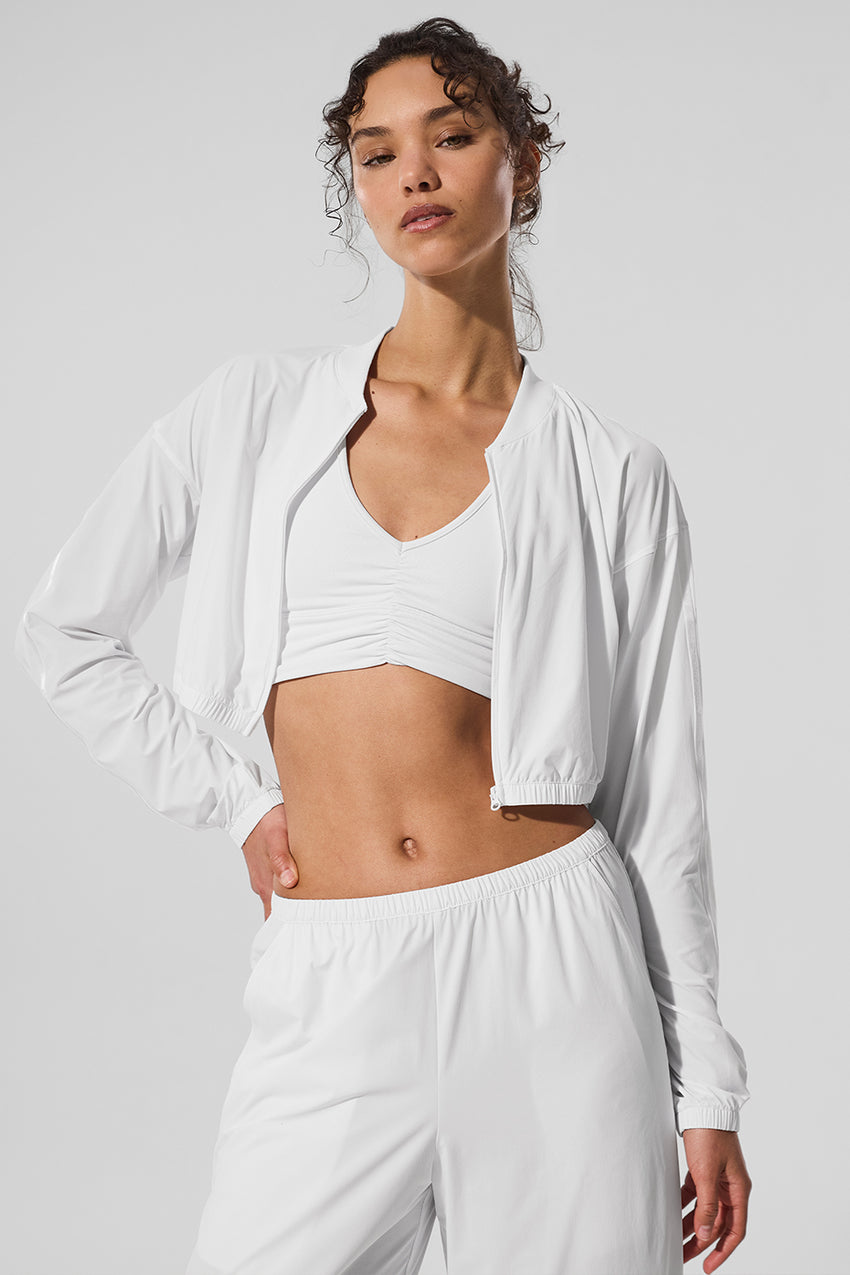 Cropped Breezy Full-Zip Cover Up - Black
