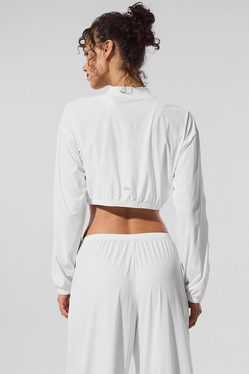 Cropped Breezy Full-Zip Cover Up - Black