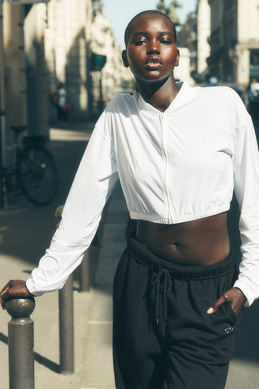 Cropped Breezy Full-Zip Cover Up - Black