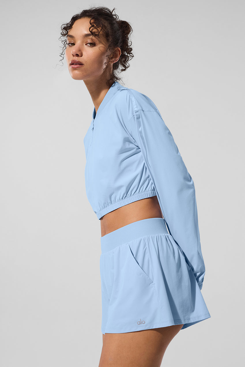 Cropped Breezy Full-Zip Cover Up - Black