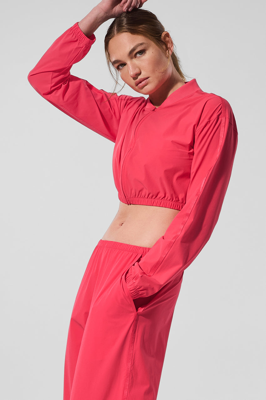 Cropped Breezy Full-Zip Cover Up - Black