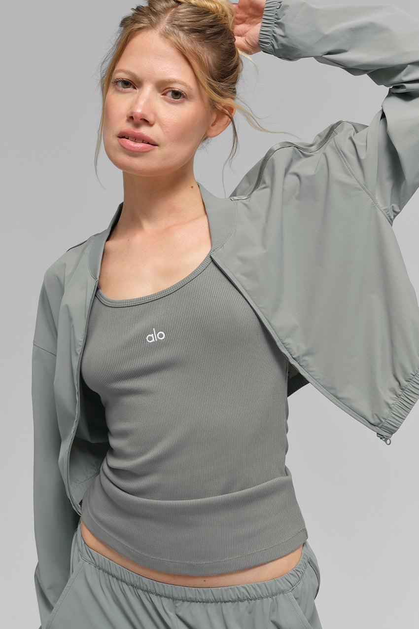 Cropped Breezy Full-Zip Cover Up - Black