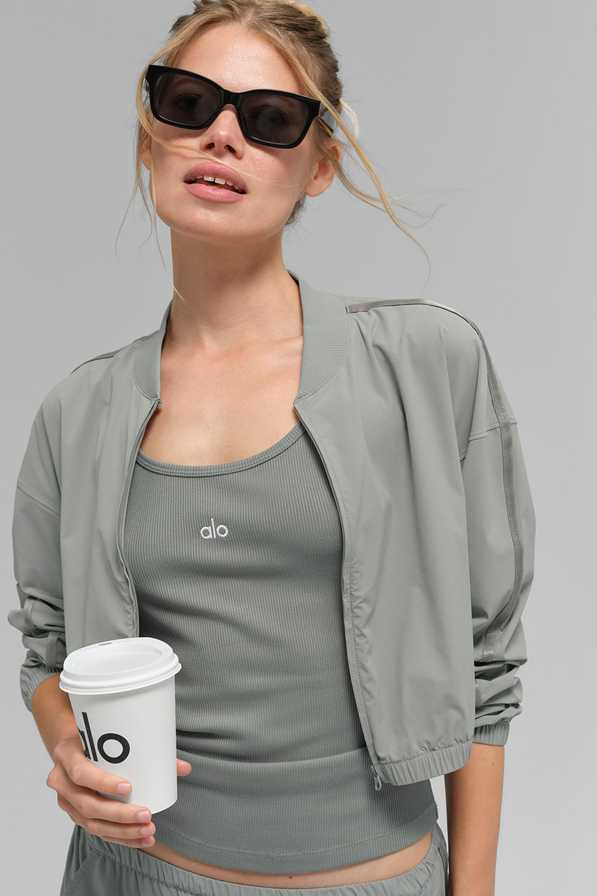 Cropped Breezy Full-Zip Cover Up - Black