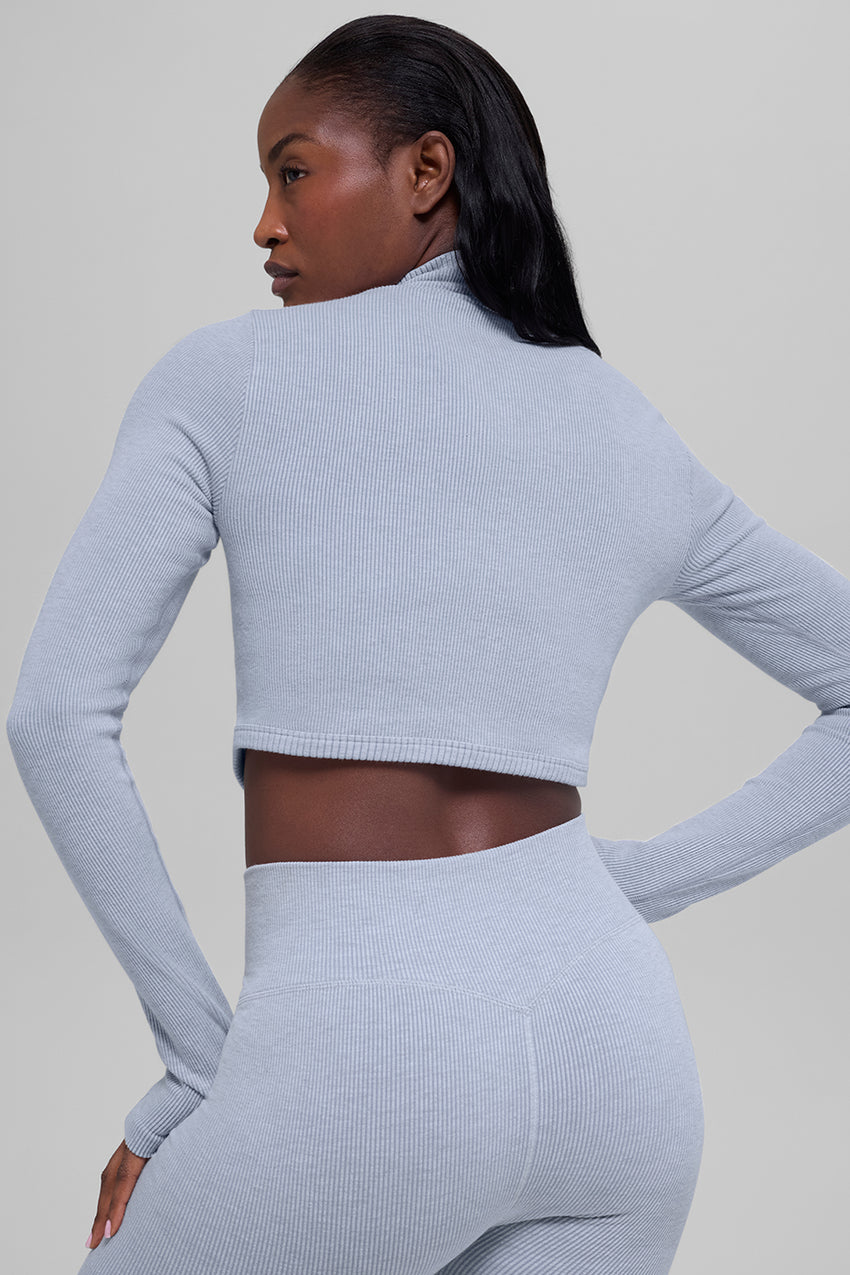Seamless Two Tone Rib Jacket - Black