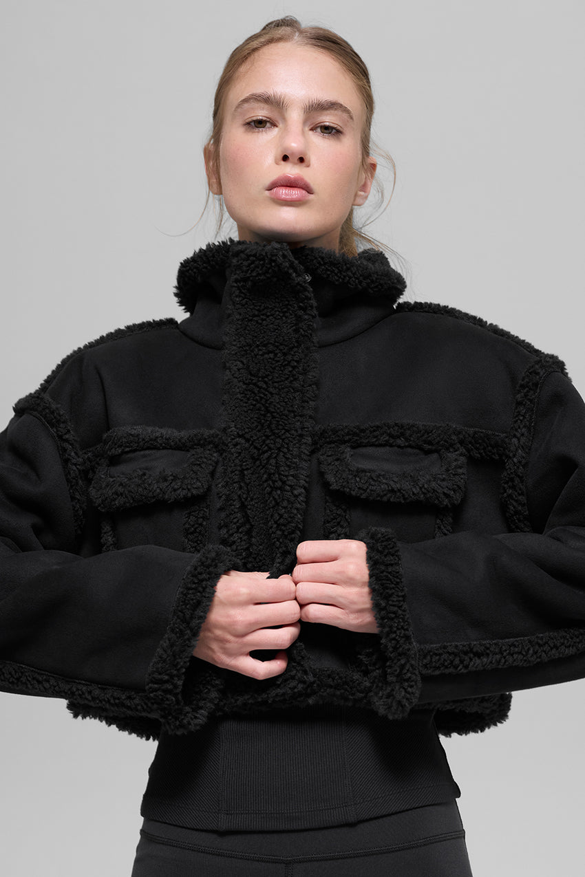 Faux Shearling Snowfall Cropped Jacket - Ivory