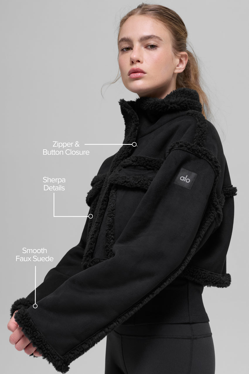 Faux Shearling Snowfall Cropped Jacket - Ivory