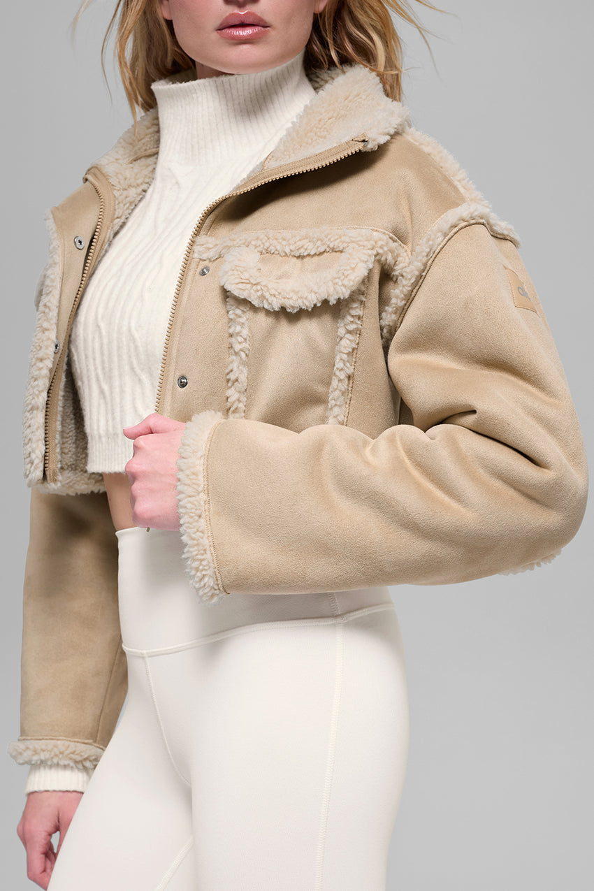 Faux Shearling Snowfall Cropped Jacket - Ivory