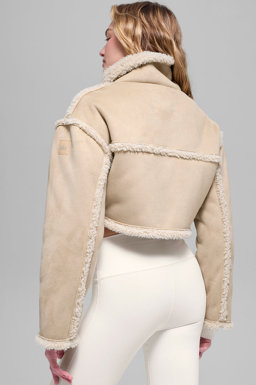 Faux Shearling Snowfall Cropped Jacket - Ivory