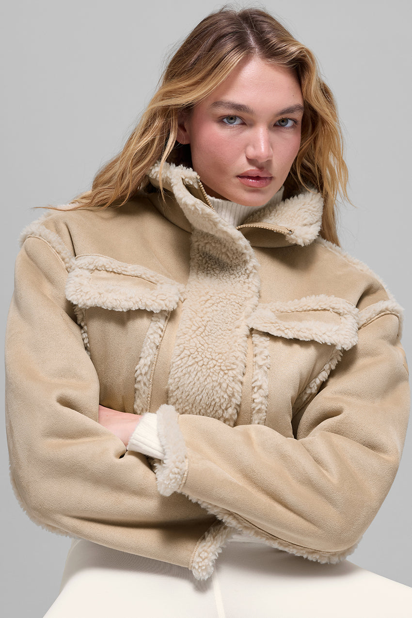 Faux Shearling Snowfall Cropped Jacket - Ivory