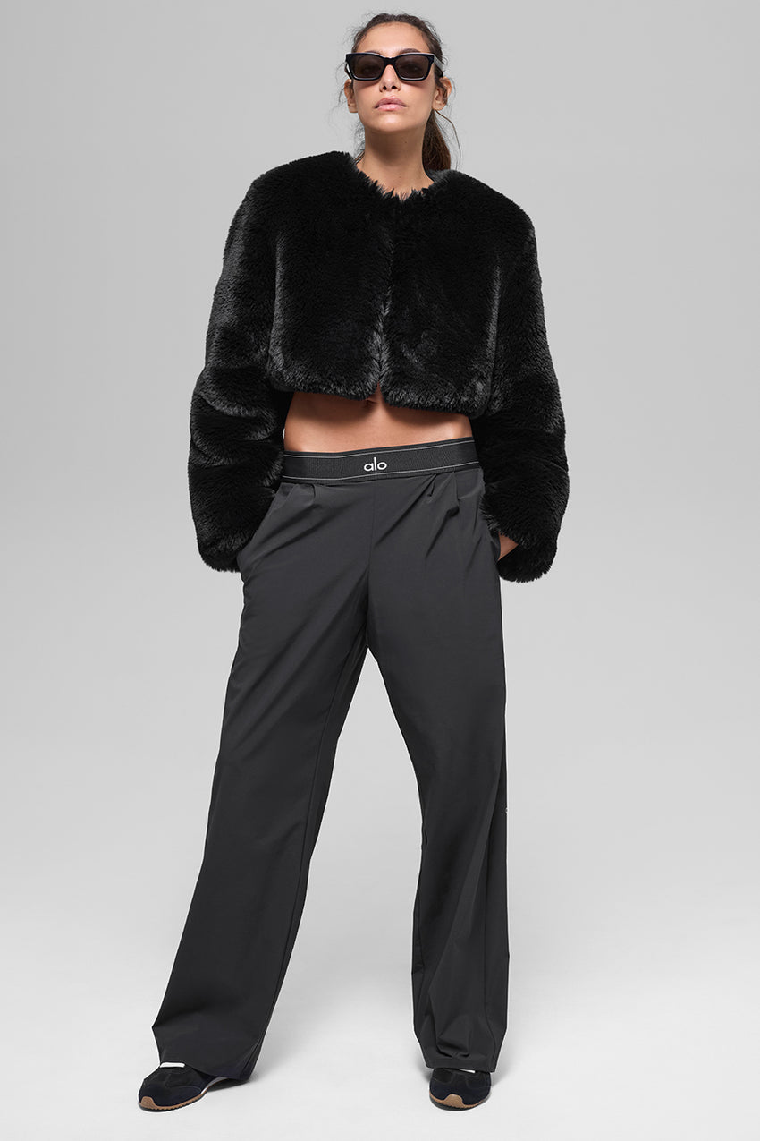 Faux Fur Chic Cropped Jacket - Ivory