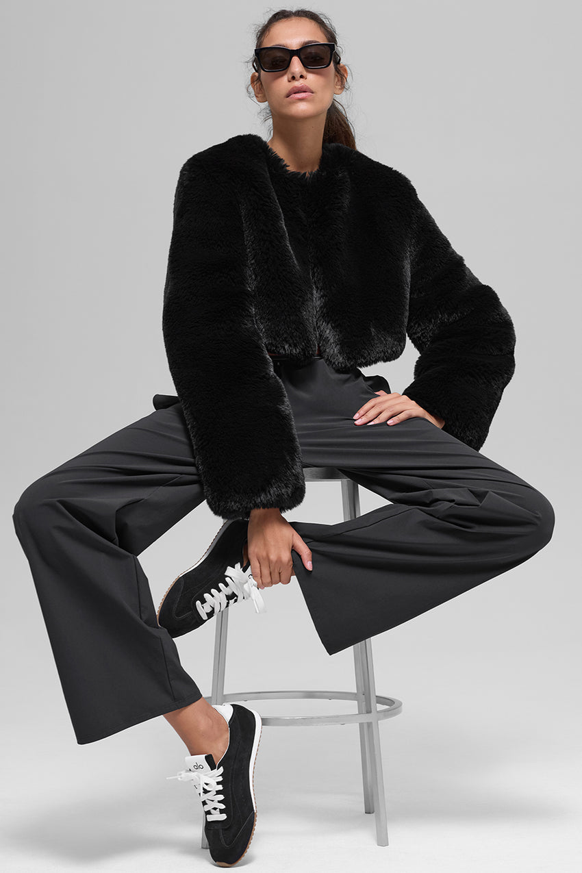 Faux Fur Chic Cropped Jacket - Ivory