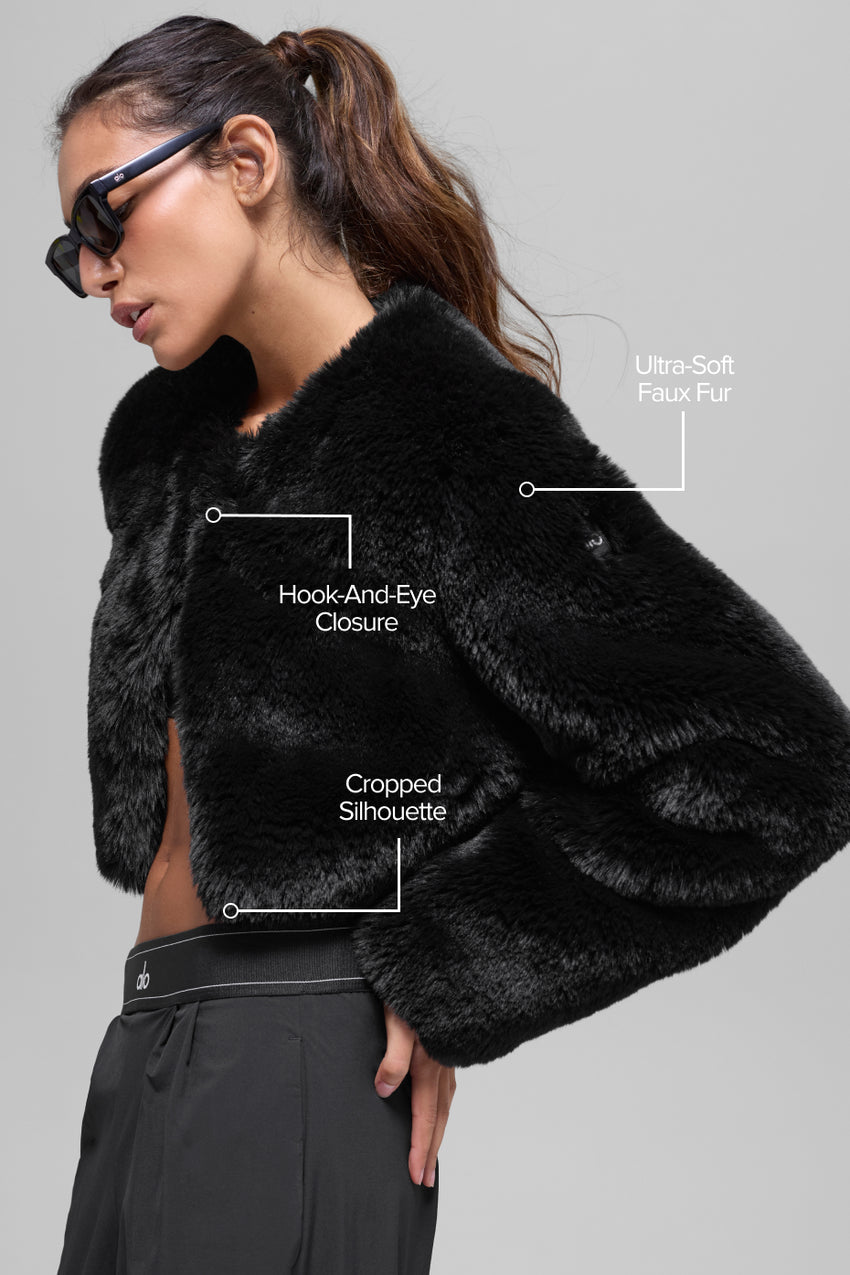 Faux Fur Chic Cropped Jacket - Ivory