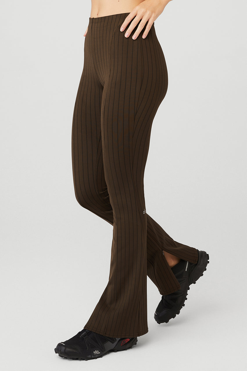 High-Waist Pinstripe Zip It Flare Legging - Anthracite/Black