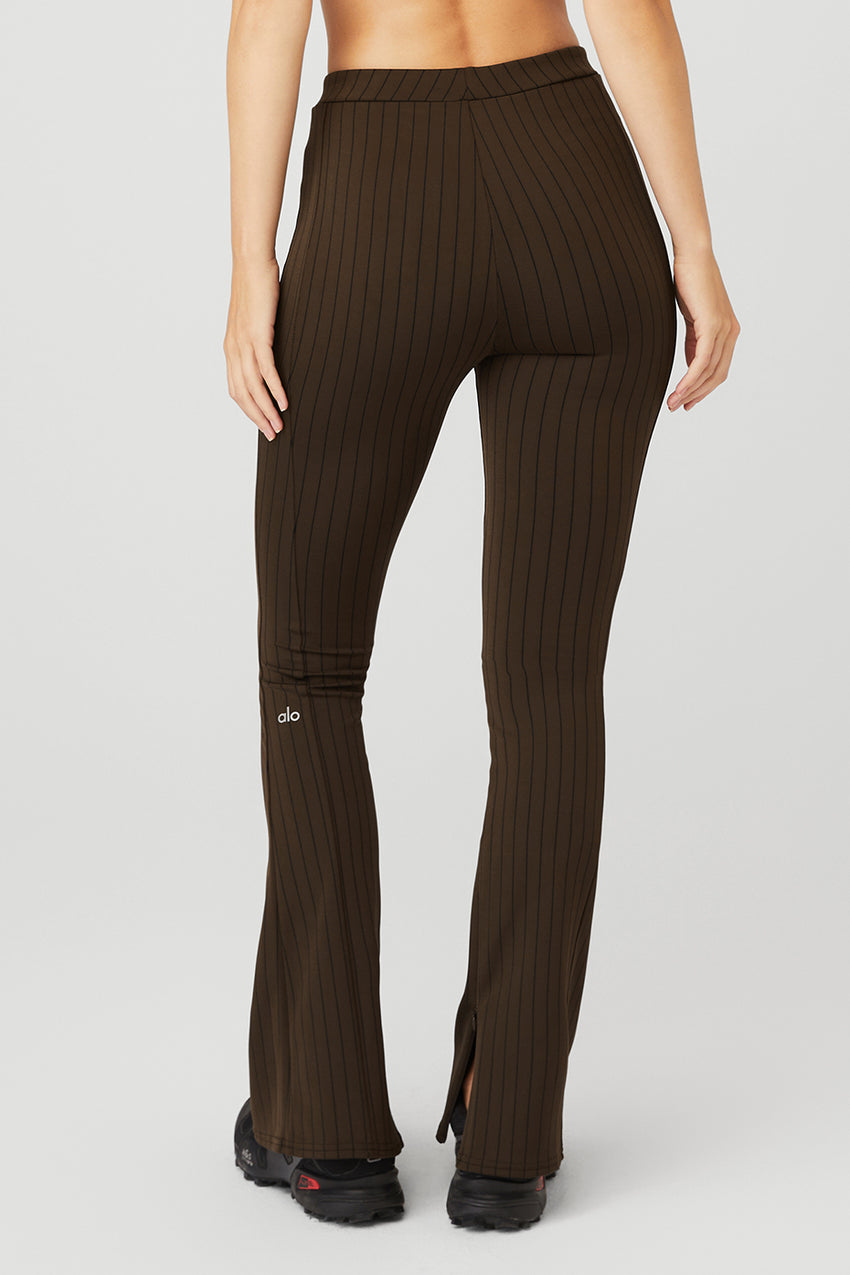 High-Waist Pinstripe Zip It Flare Legging - Anthracite/Black
