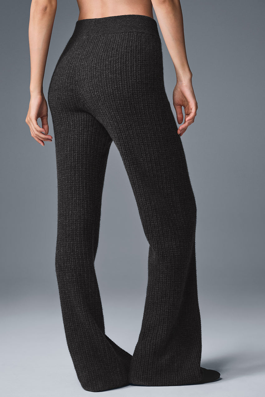 Cashmere High-Waist Plush Waffle Pant - Black