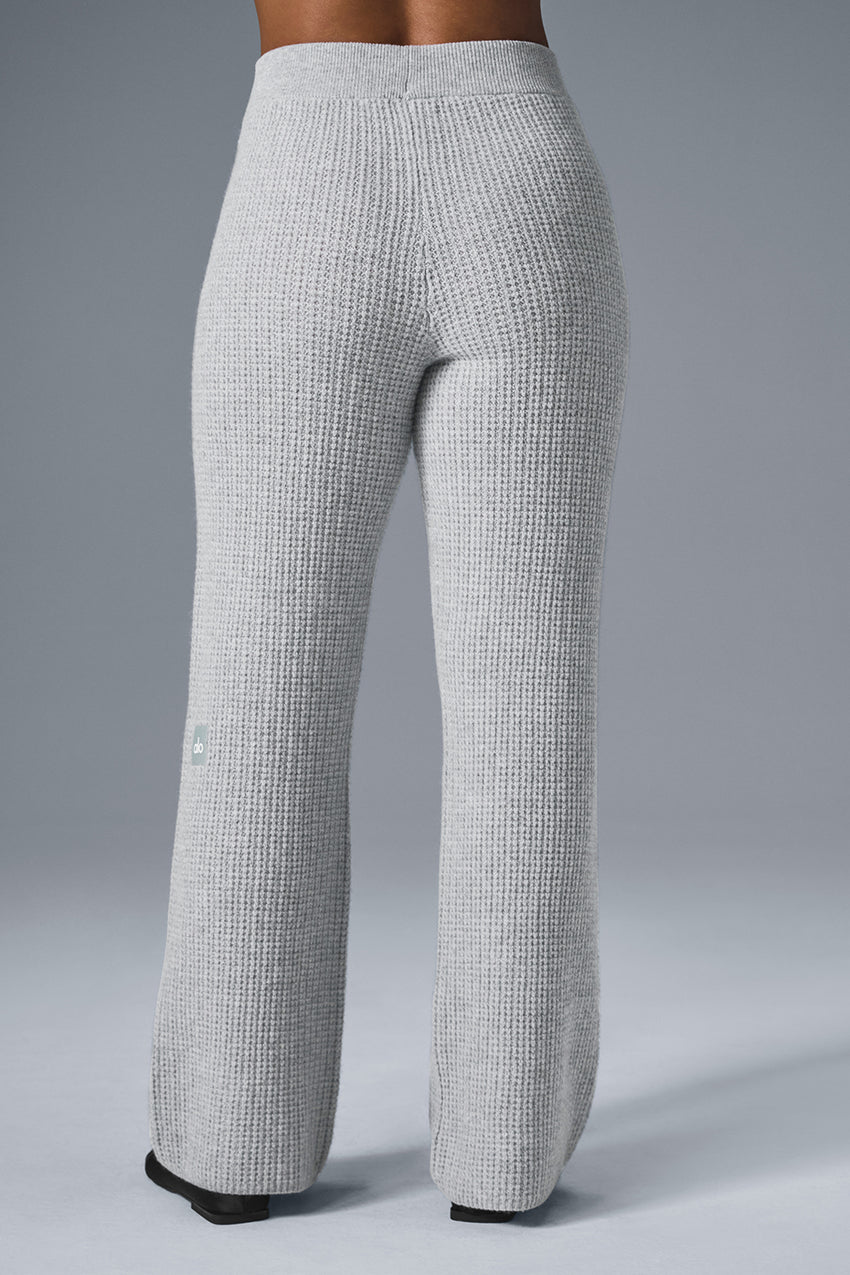 Cashmere High-Waist Plush Waffle Pant - Black