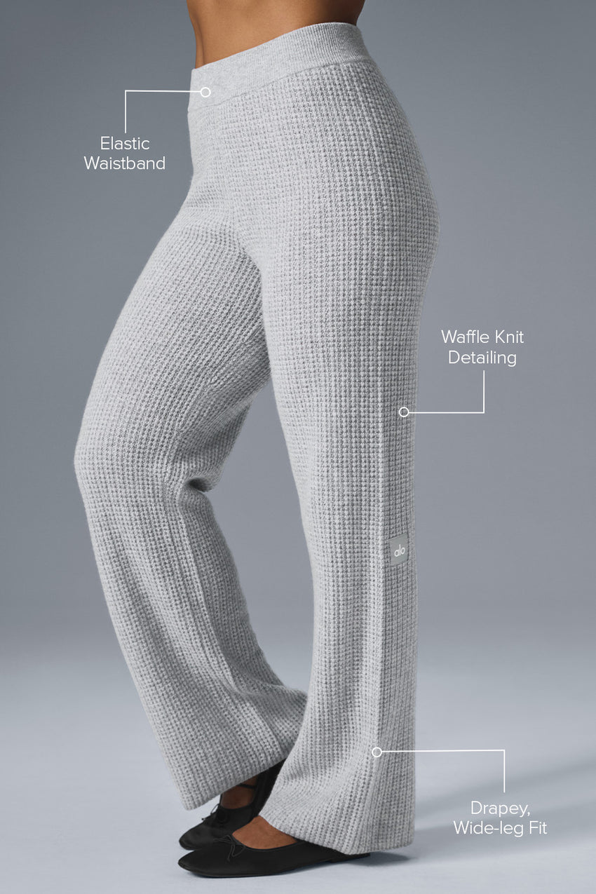 Cashmere High-Waist Plush Waffle Pant - Black