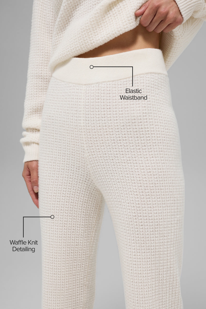 Cashmere High-Waist Plush Waffle Pant - Black