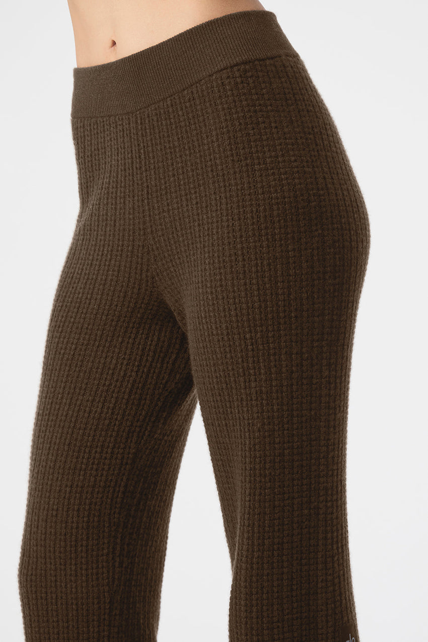 Cashmere High-Waist Plush Waffle Pant - Black