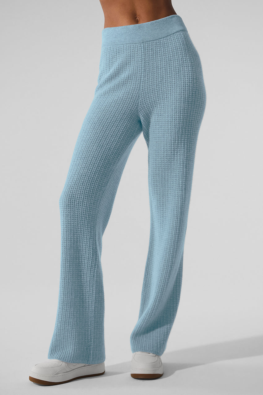 Cashmere High-Waist Plush Waffle Pant - Black