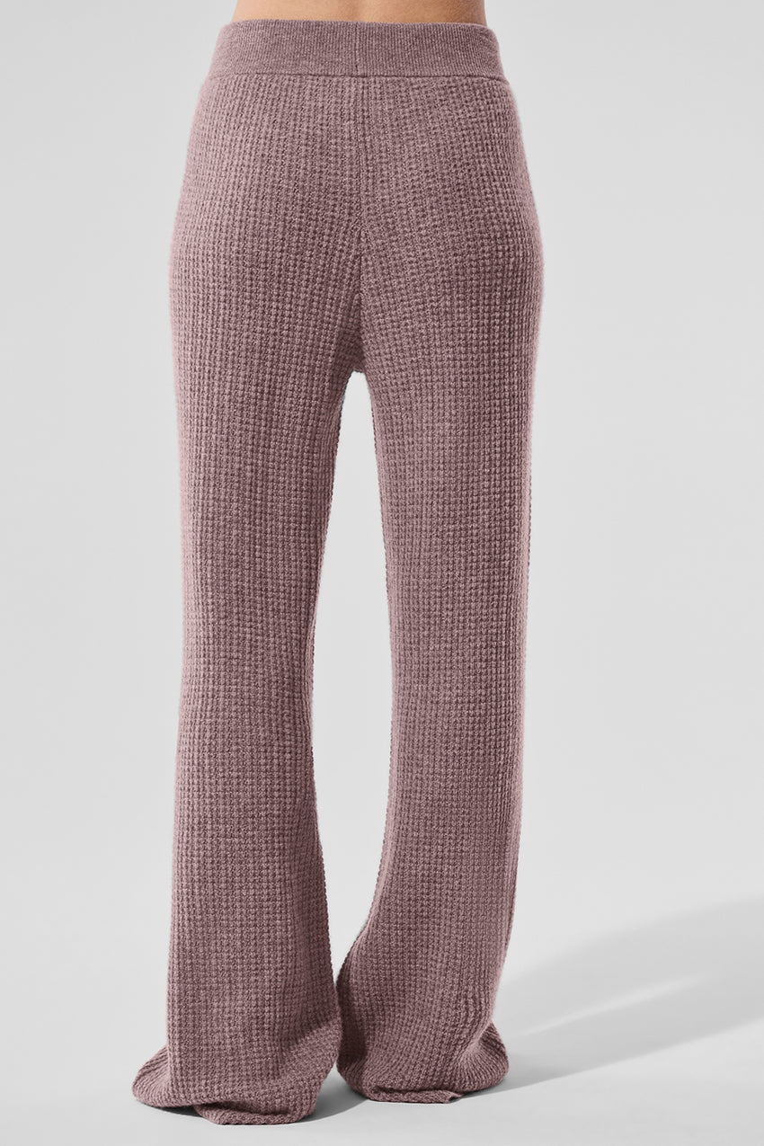 Cashmere High-Waist Plush Waffle Pant - Black