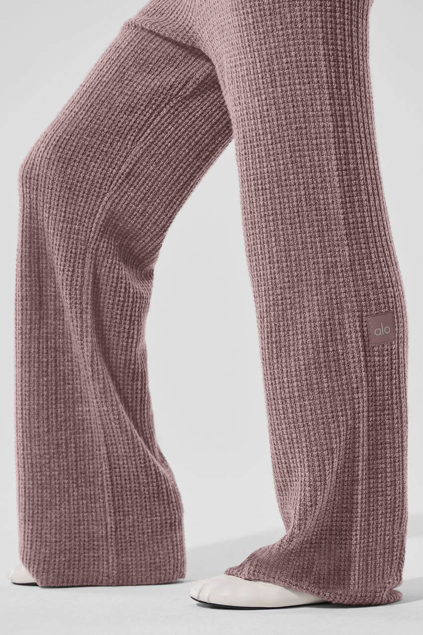 Cashmere High-Waist Plush Waffle Pant - Black