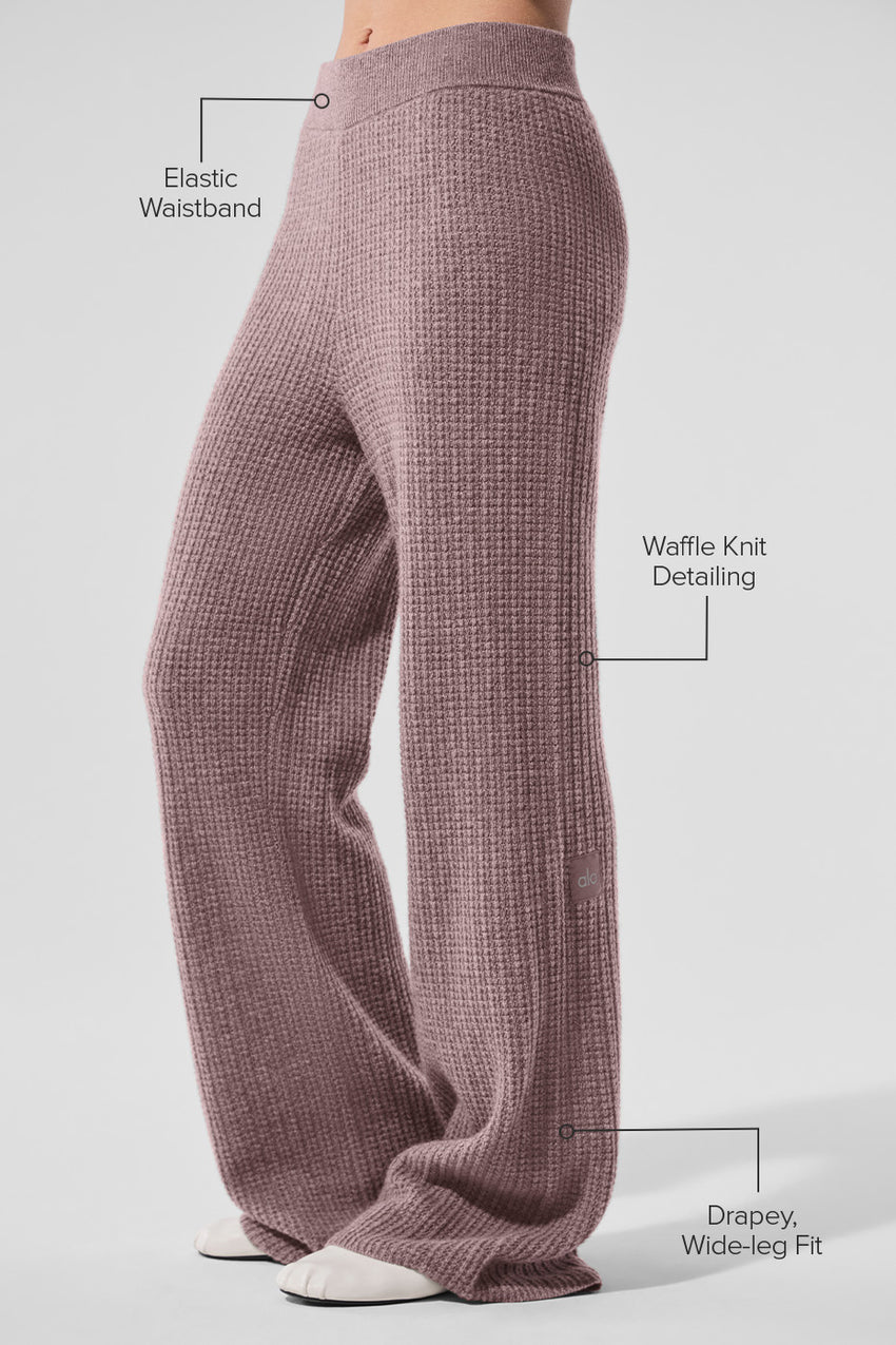 Cashmere High-Waist Plush Waffle Pant - Black