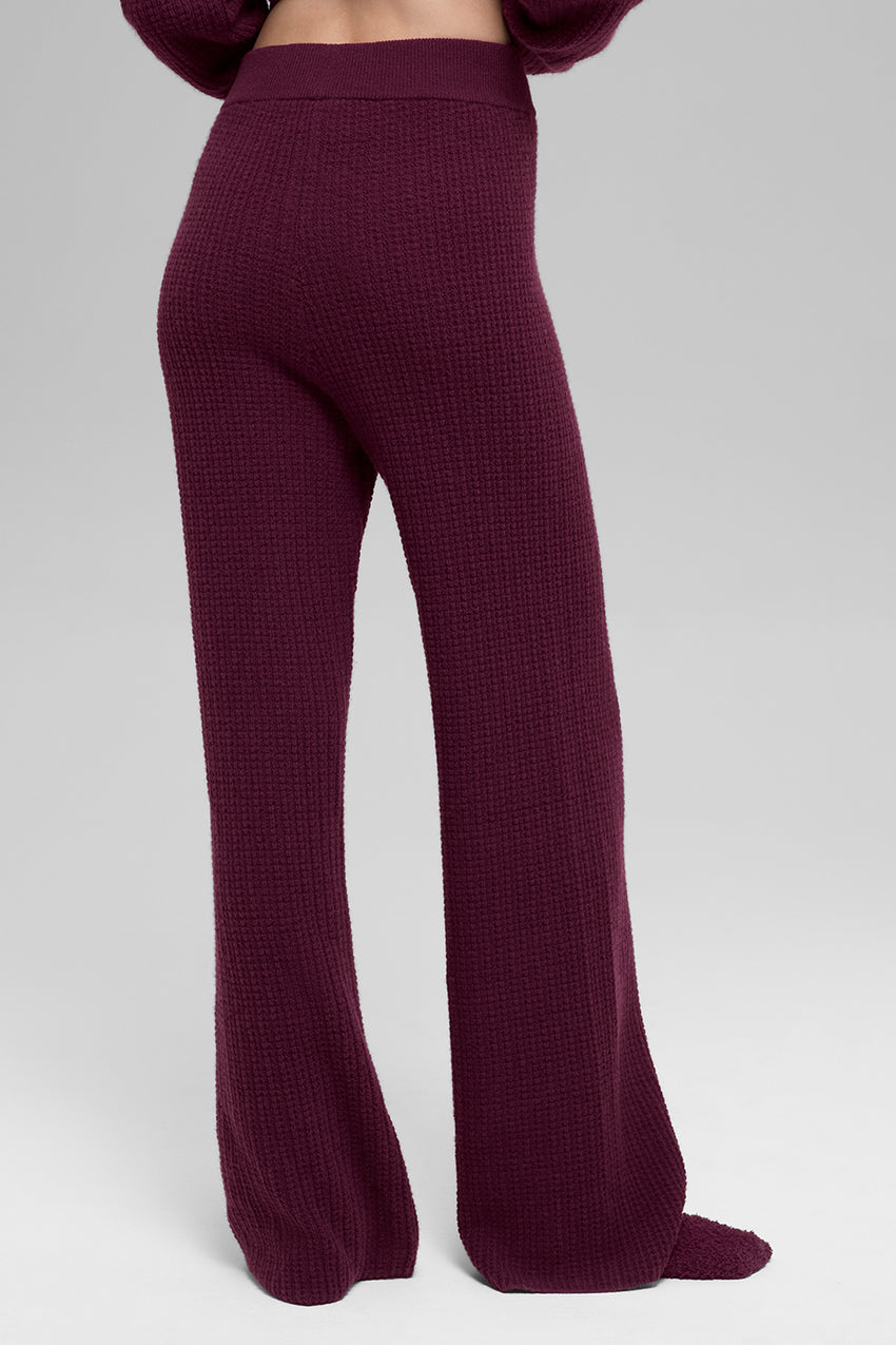 Cashmere High-Waist Plush Waffle Pant - Black