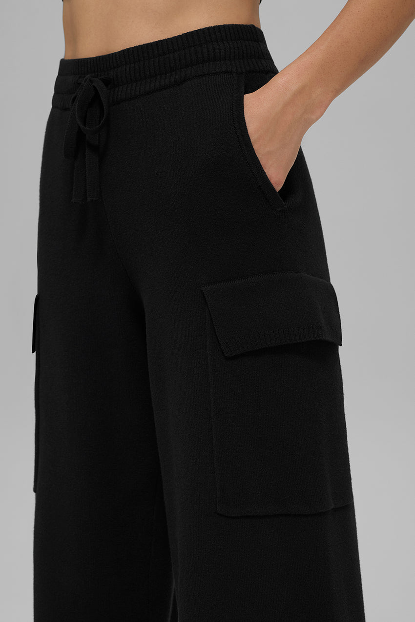 Scholar Knit High-Waist Cargo Pant - Ivory