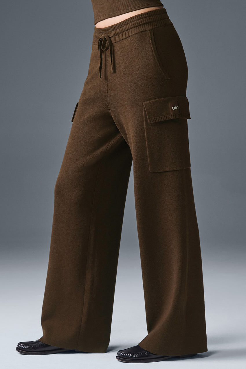 Scholar Knit High-Waist Cargo Pant - Ivory