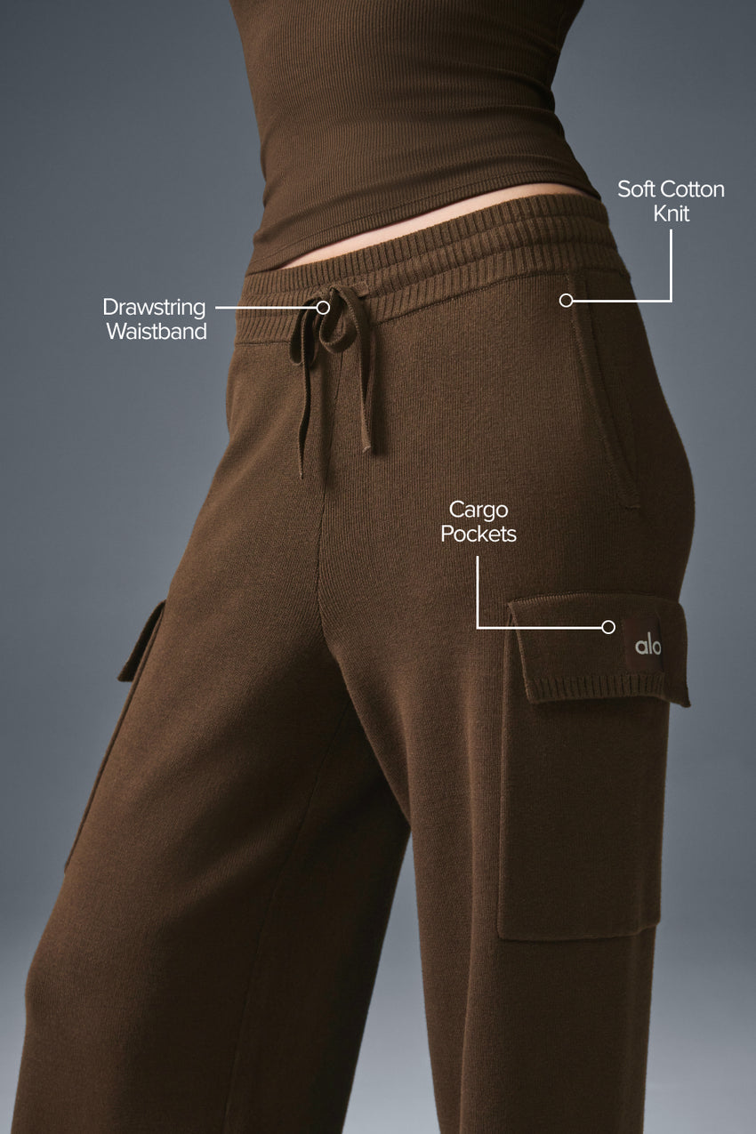 Scholar Knit High-Waist Cargo Pant - Ivory