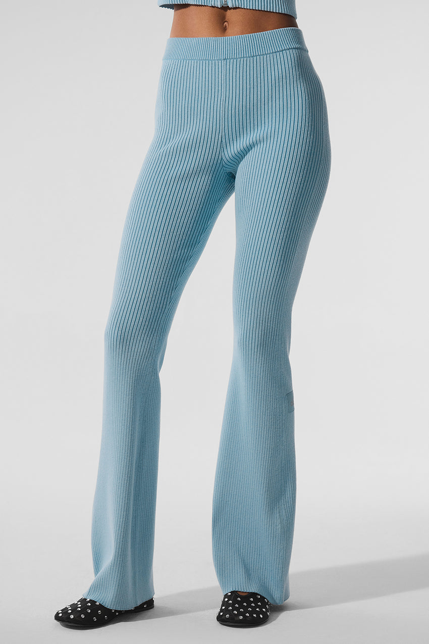 Denim Knit High-Waist Flare Pant - Black/Anthracite