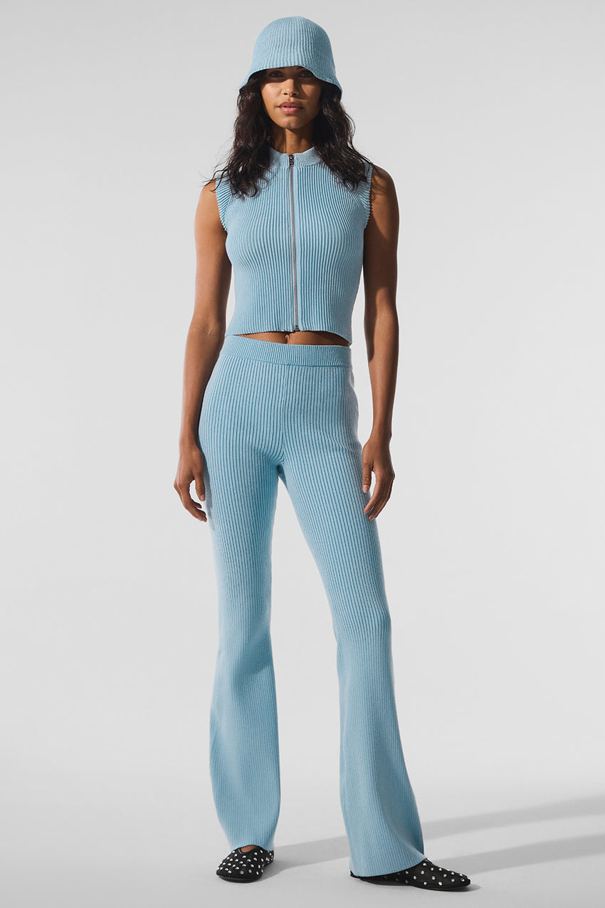 Denim Knit High-Waist Flare Pant - Black/Anthracite