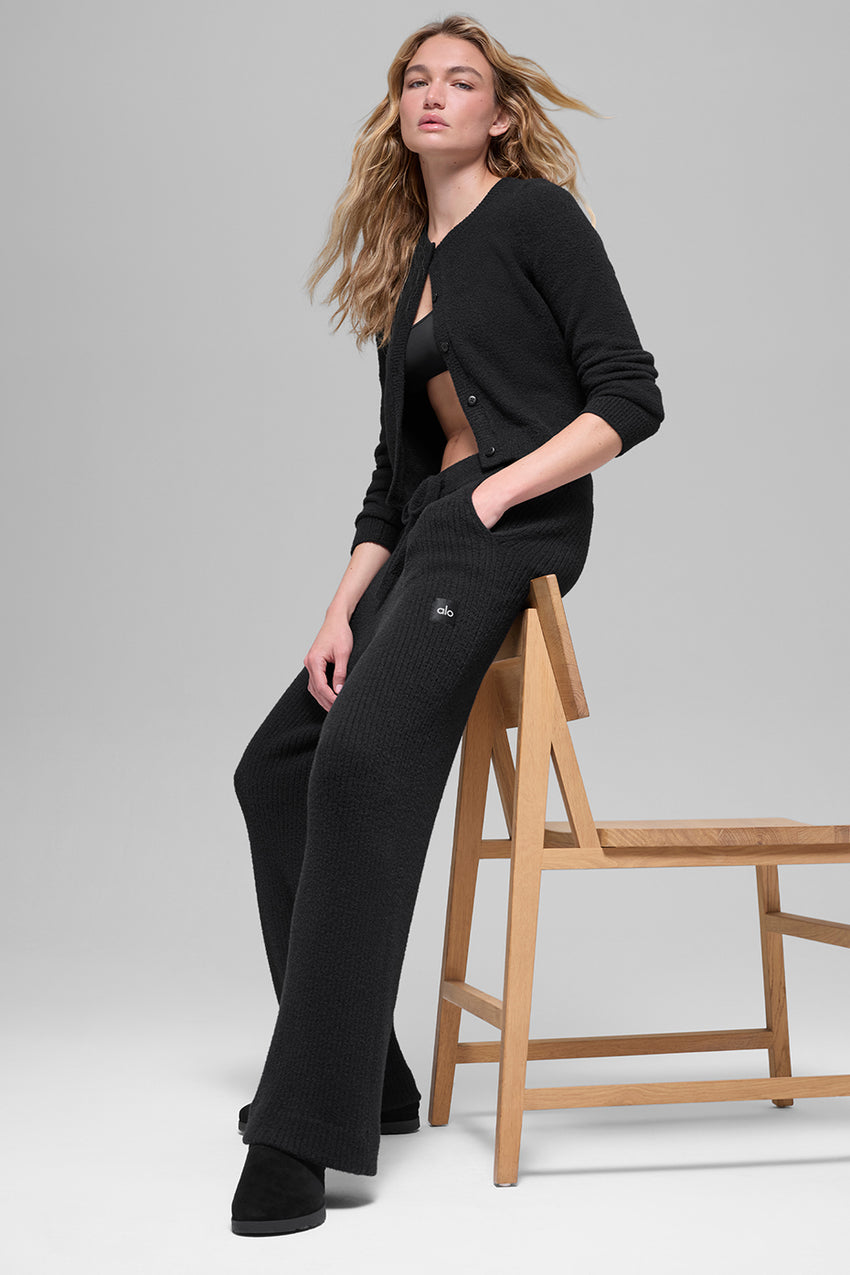 Snuggle Up Sweater High-Waist Wide Leg Pant - Ivory
