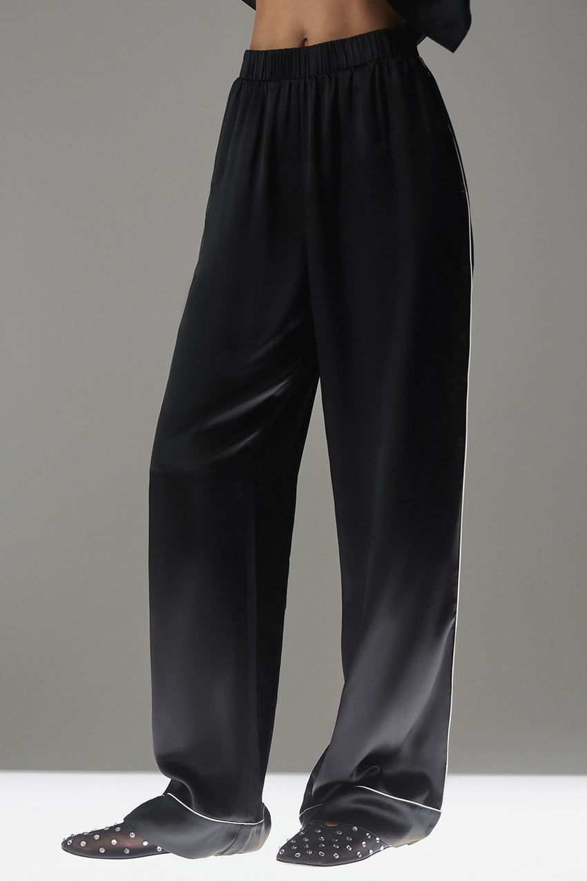 Courchevel Silk Pant - Ivory/Black