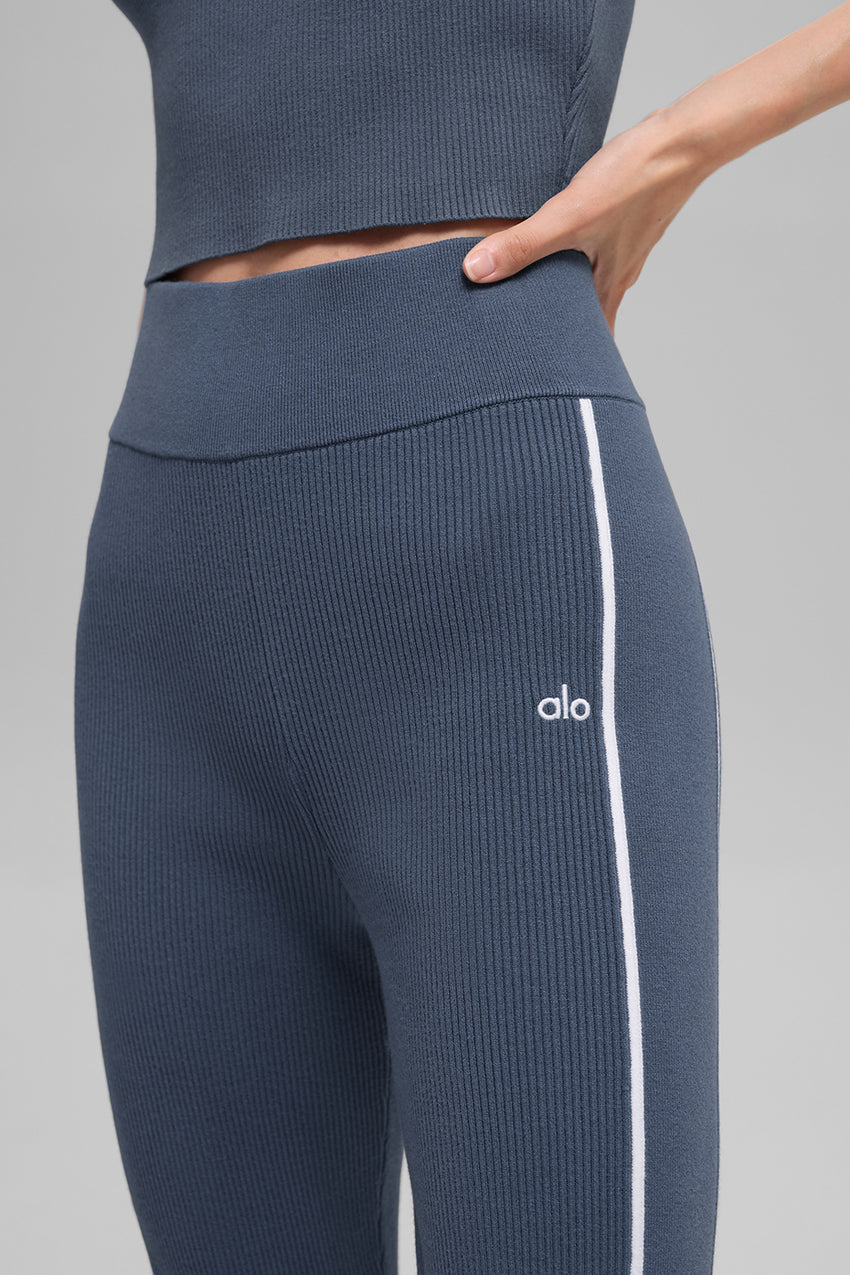 Ribbed Sweater Knit Highline Flare Pant - Black/White