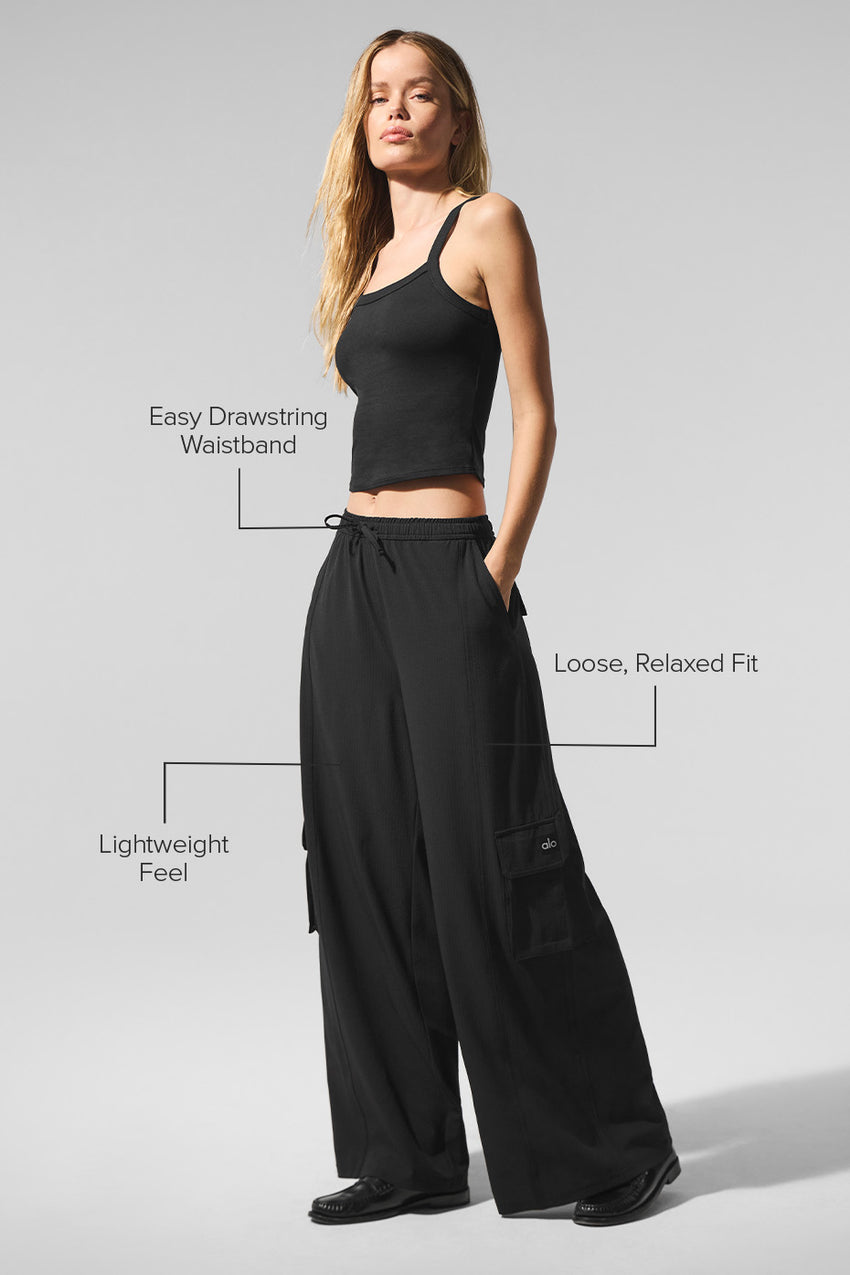 Dreamscape Cargo Wide Leg Pant - Black