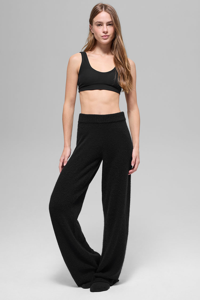 Cashmere High-Waist New Class Wide Leg Pant - Black