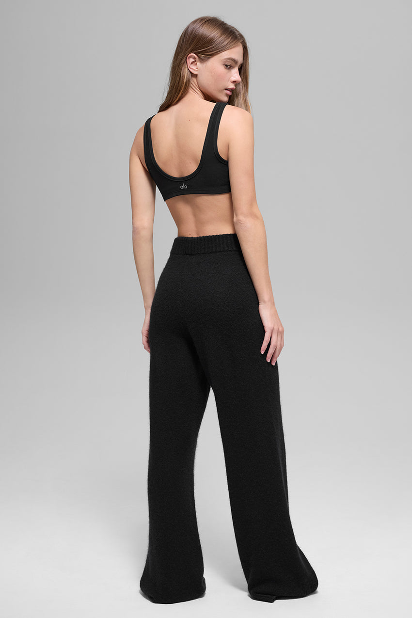 Cashmere High-Waist New Class Wide Leg Pant - Black