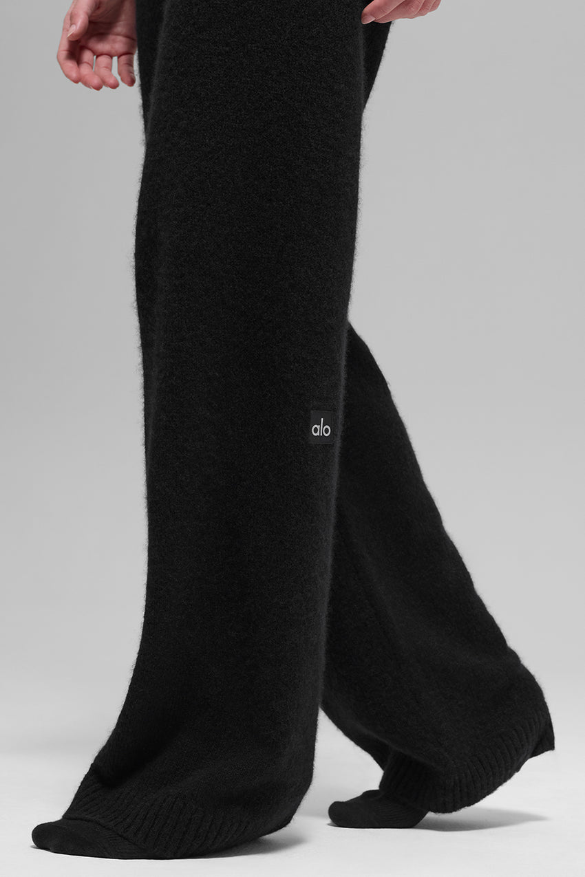 Cashmere High-Waist New Class Wide Leg Pant - Black