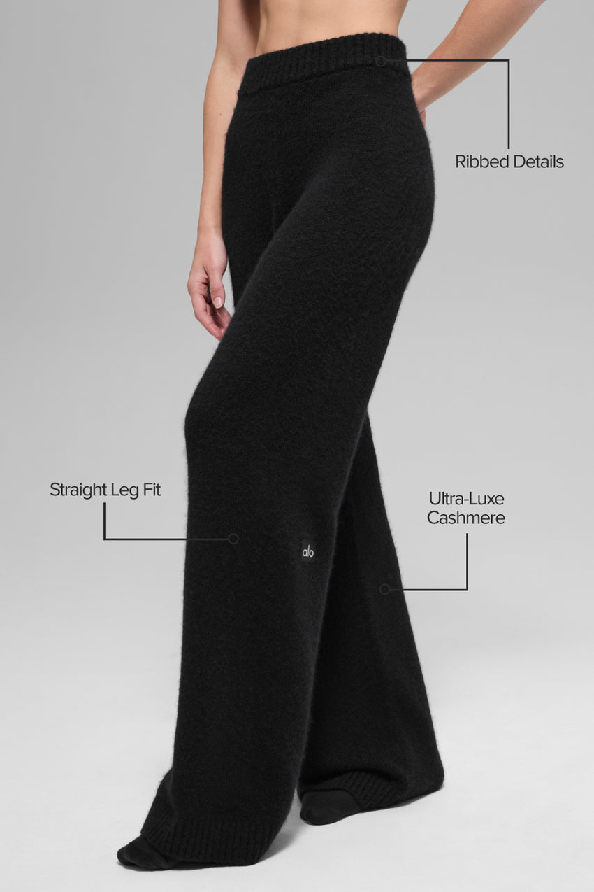Cashmere High-Waist New Class Wide Leg Pant - Black