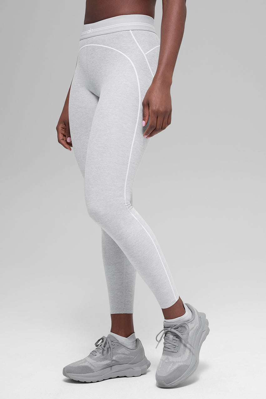 7/8 High-Waist Alosoft Heart Throb Legging - Athletic Heather Grey/White