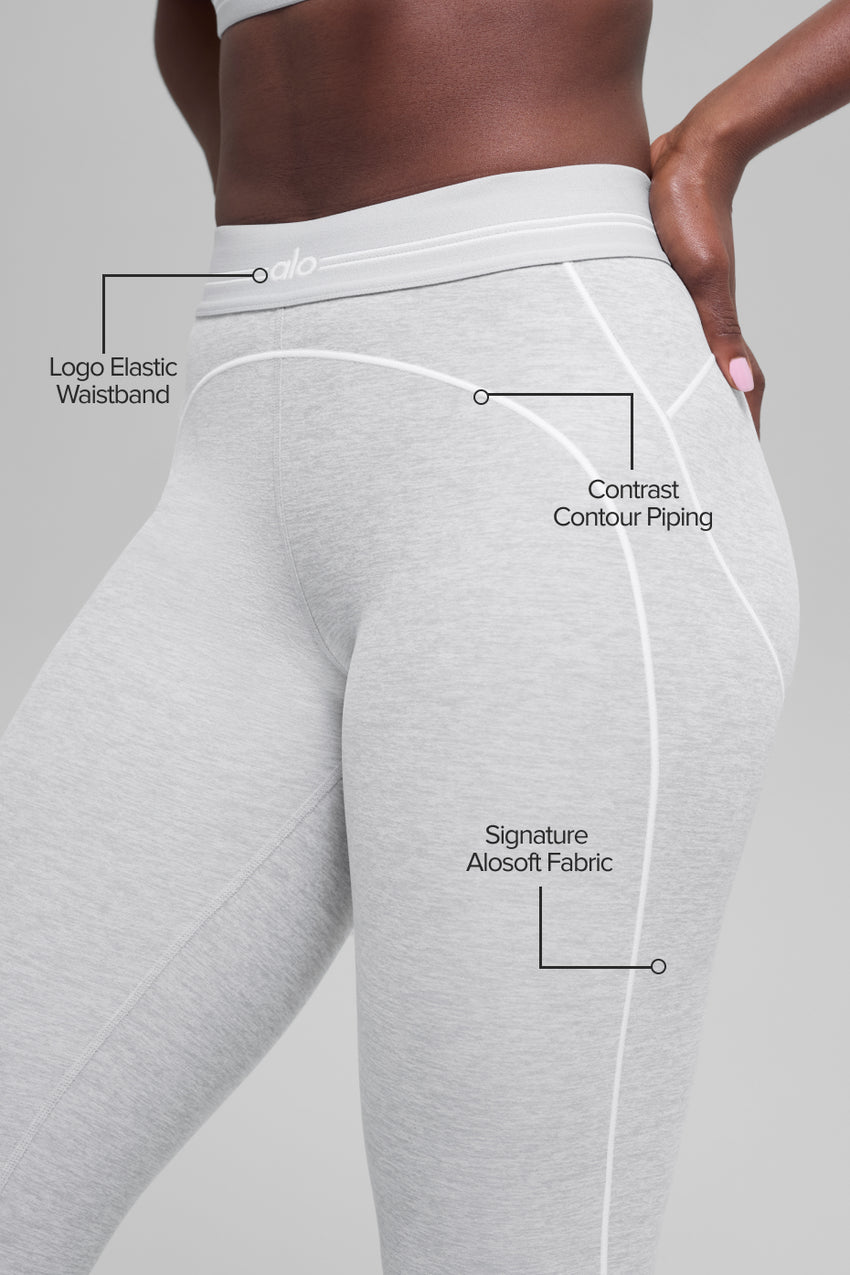7/8 High-Waist Alosoft Heart Throb Legging - Athletic Heather Grey/White